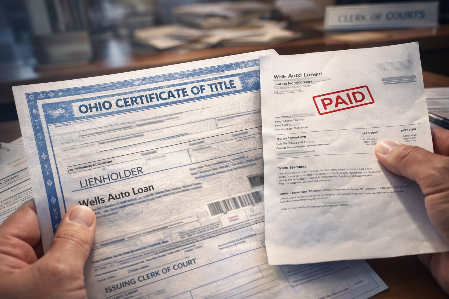 lien still showing after payoff Ohio title with lender release and clean title process