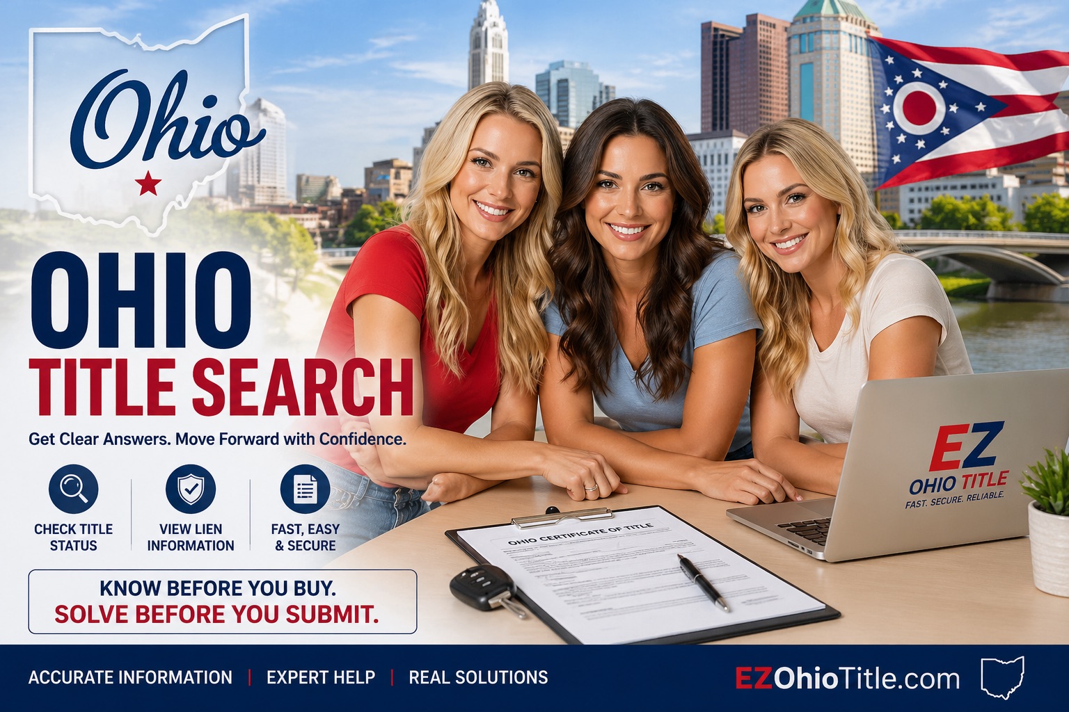 ohio title search showing vehicle title check process in Ohio with document and support team